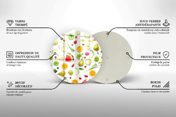 Üveg vágódeszka Gyümölcsök és zöldségek minta