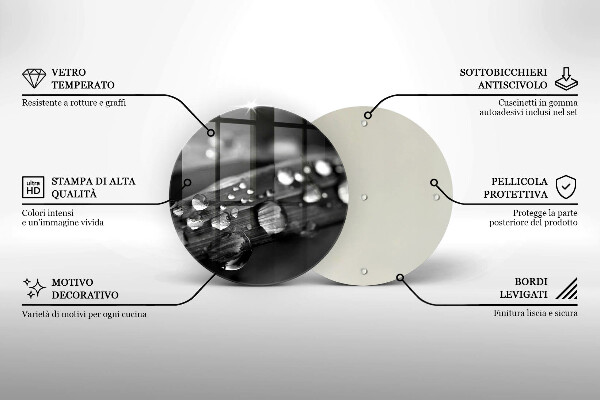 Üveg vágódeszka Harmatcseppek a leveleken