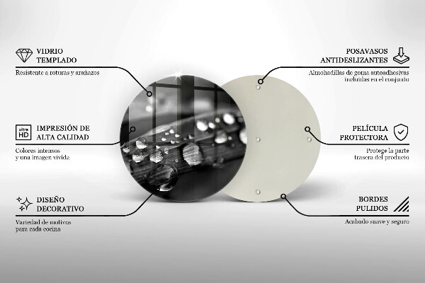 Üveg vágódeszka Harmatcseppek a leveleken