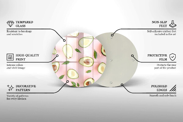 Üveg vágódeszka Avokádó minta