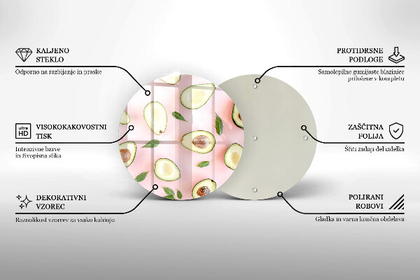 Üveg vágódeszka Avokádó minta
