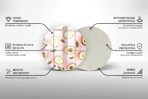 Üveg vágódeszka Avokádó minta