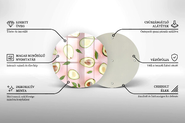 Üveg vágódeszka Avokádó minta