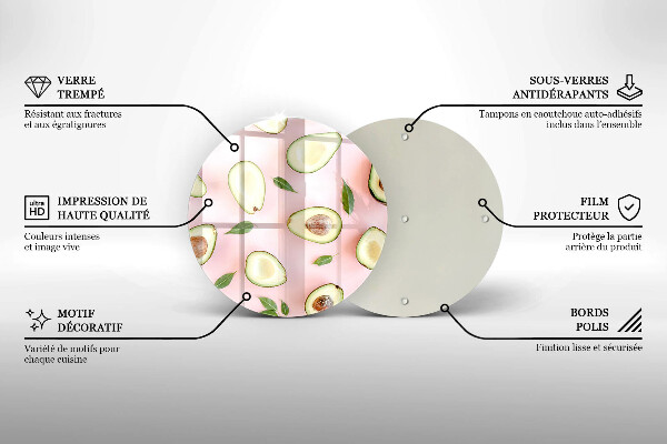 Üveg vágódeszka Avokádó minta