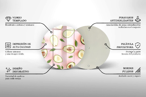 Üveg vágódeszka Avokádó minta