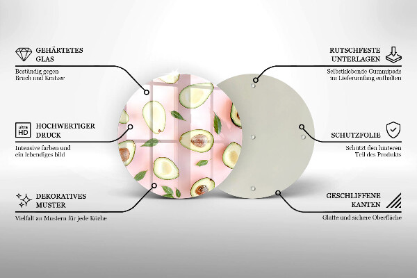 Üveg vágódeszka Avokádó minta