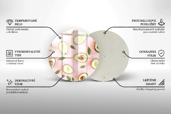 Üveg vágódeszka Avokádó minta