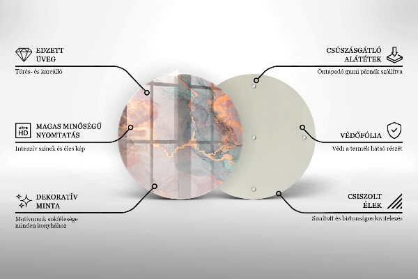 Üveg vágódeszka Márvány arannyal