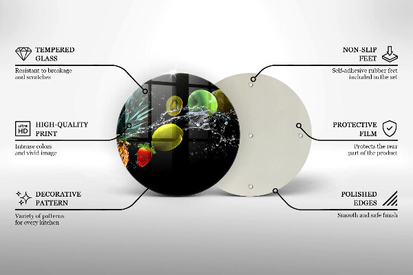 Üveg vágódeszka Gyümölcsök vízben