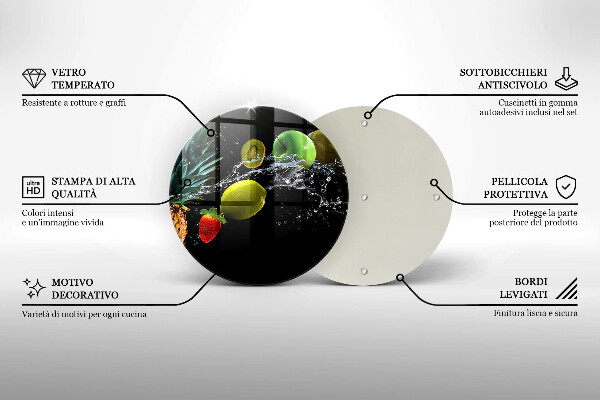 Üveg vágódeszka Gyümölcsök vízben