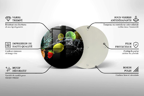 Üveg vágódeszka Gyümölcsök vízben