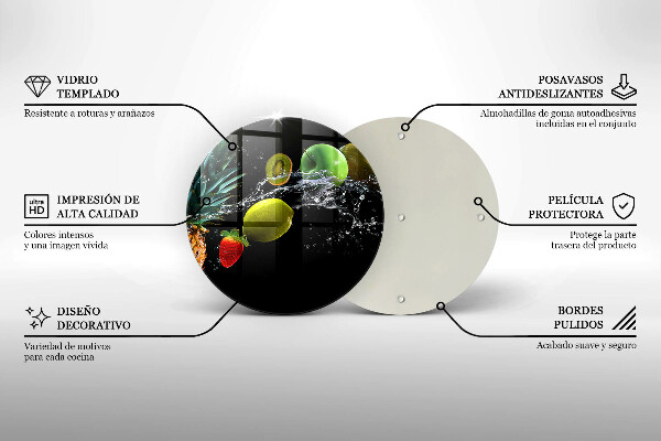 Üveg vágódeszka Gyümölcsök vízben