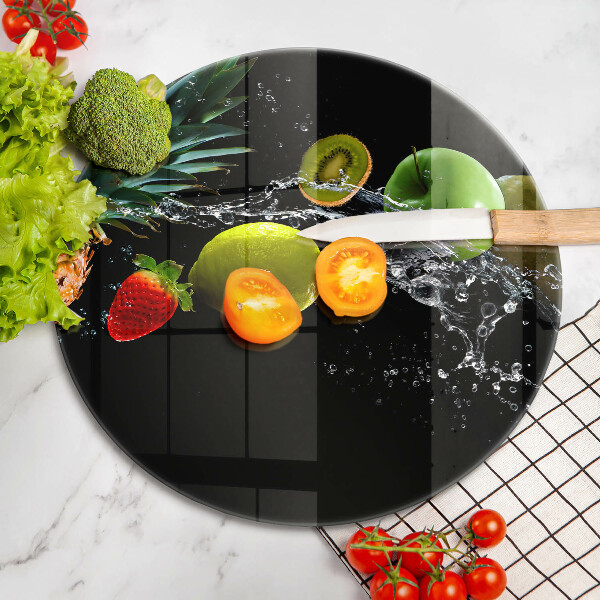 Üveg vágódeszka Gyümölcsök vízben