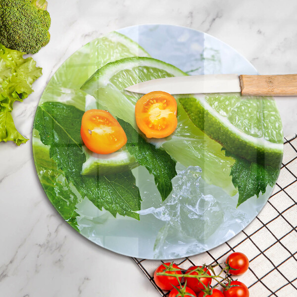 Üveg vágódeszka Lime menta és jég