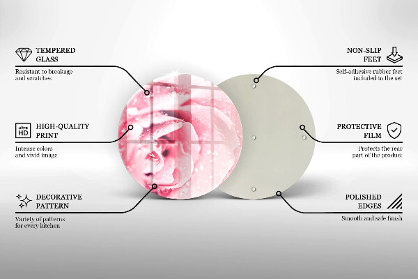 Üveg vágódeszka Harmatcseppek és rózsavirág