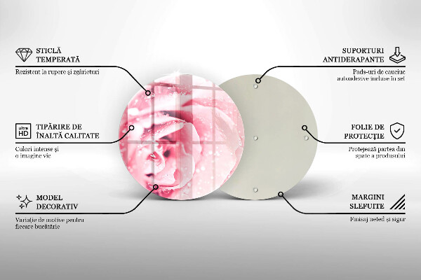 Üveg vágódeszka Harmatcseppek és rózsavirág