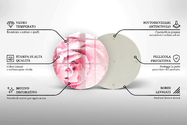 Üveg vágódeszka Harmatcseppek és rózsavirág