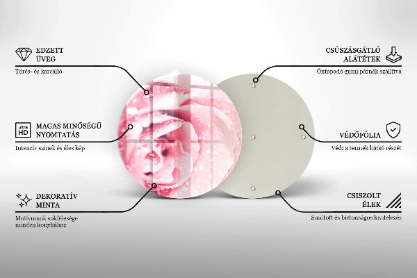 Üveg vágódeszka Harmatcseppek és rózsavirág