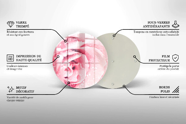 Üveg vágódeszka Harmatcseppek és rózsavirág