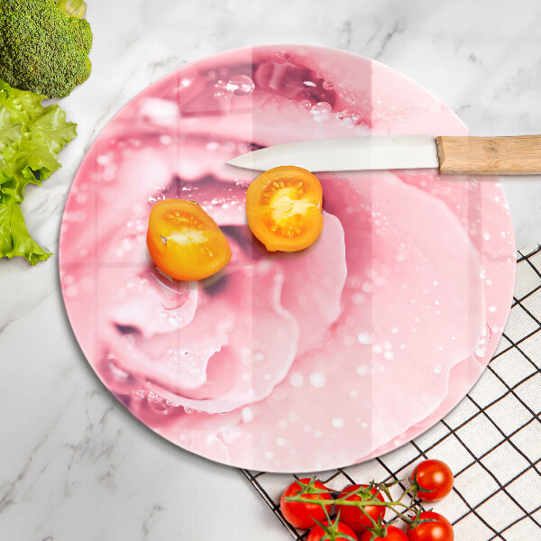 Üveg vágódeszka Harmatcseppek és rózsavirág