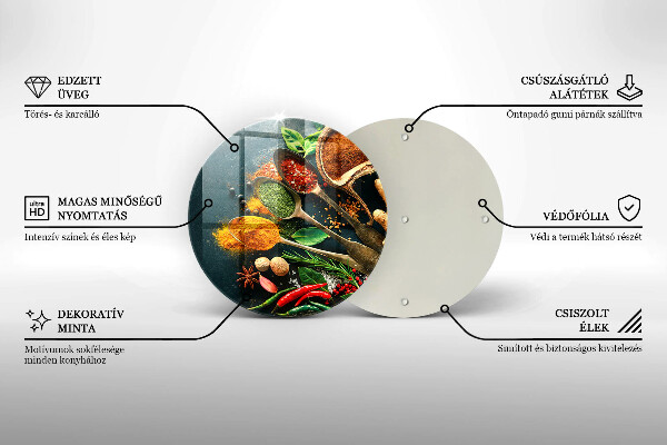 Üveg vágódeszka Konyhai fűszerek kanál