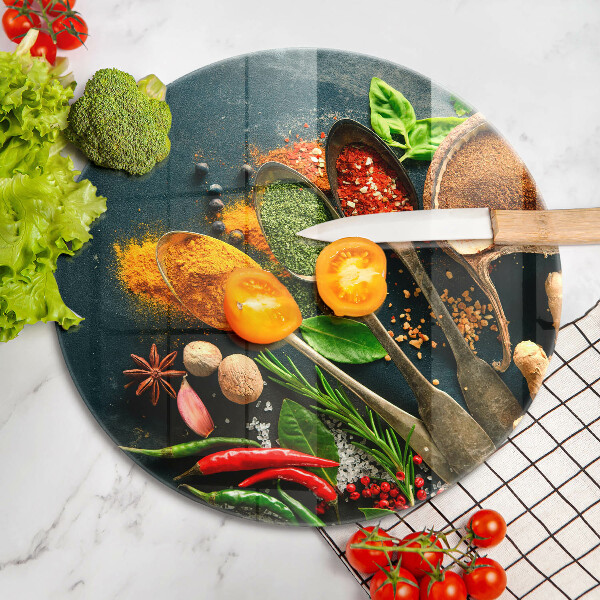 Üveg vágódeszka Konyhai fűszerek kanál