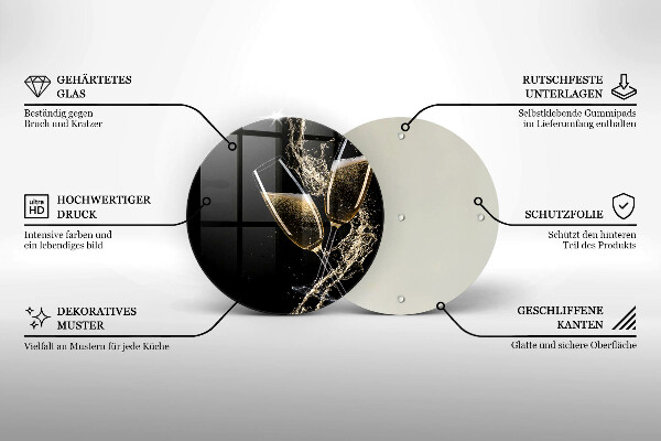 Üveg vágódeszka Pohár pezsgő