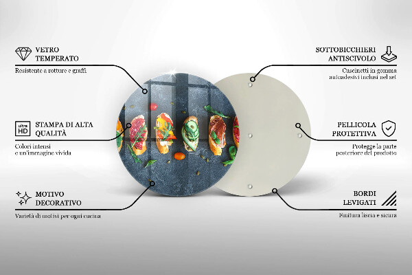 Üveg vágódeszka Színes szendvicsek