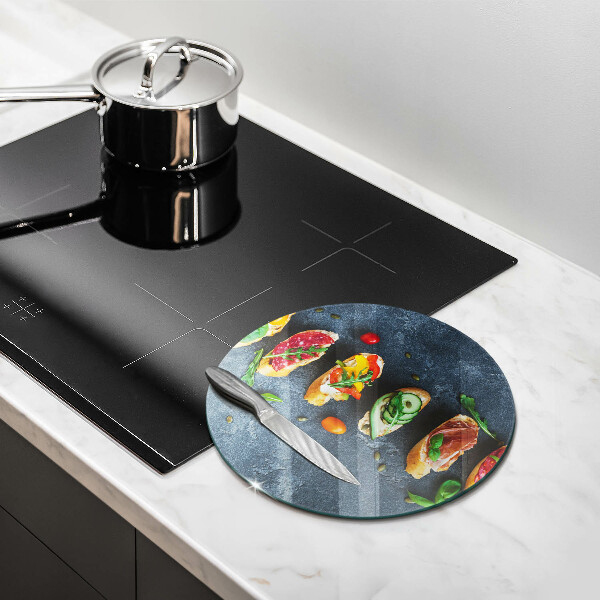 Üveg vágódeszka Színes szendvicsek