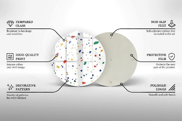 Üveg vágódeszka Színes kőedény