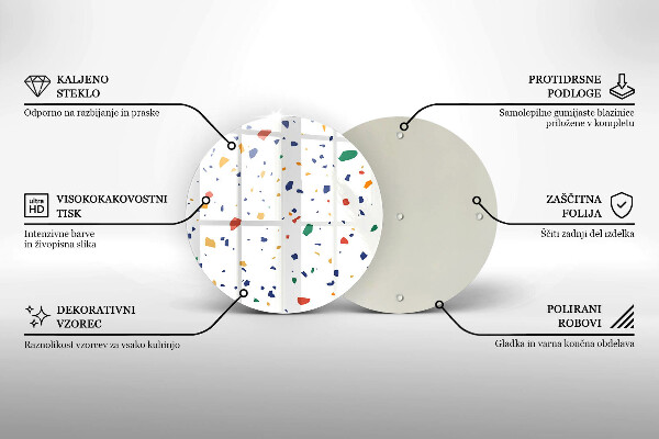 Üveg vágódeszka Színes kőedény
