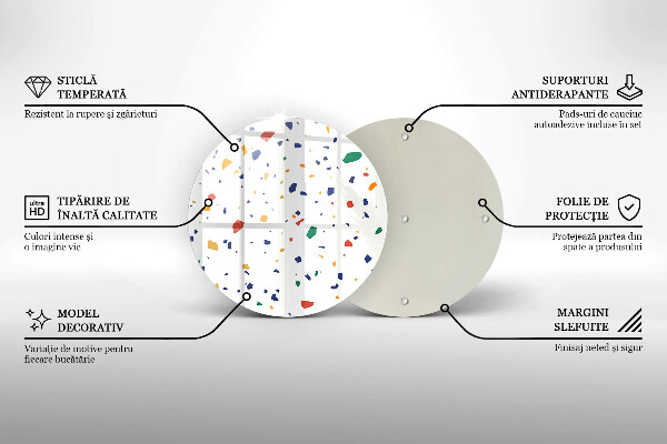 Üveg vágódeszka Színes kőedény