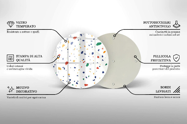 Üveg vágódeszka Színes kőedény