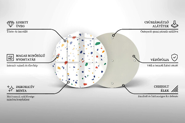 Üveg vágódeszka Színes kőedény