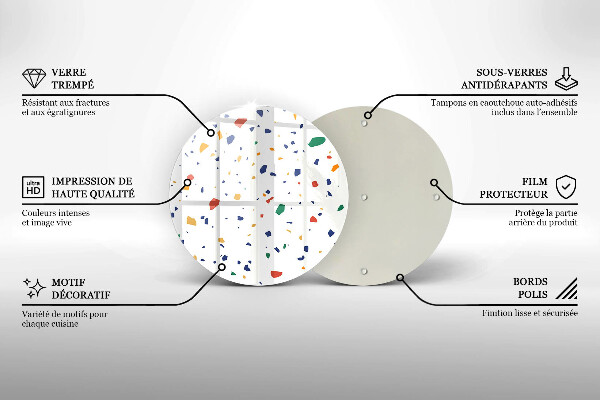 Üveg vágódeszka Színes kőedény