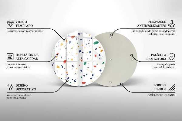 Üveg vágódeszka Színes kőedény