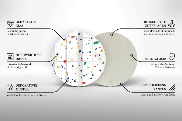 Üveg vágódeszka Színes kőedény