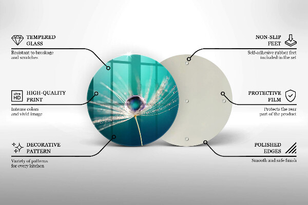 Üveg vágódeszka Harmat a pitypangon