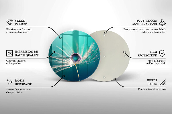 Üveg vágódeszka Harmat a pitypangon