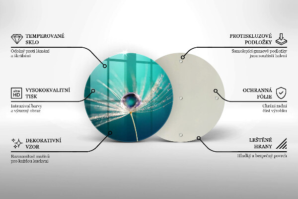 Üveg vágódeszka Harmat a pitypangon