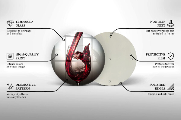 Üveg vágódeszka Pohár és vörösbor
