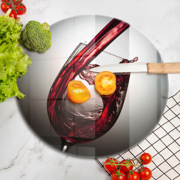 Üveg vágódeszka Pohár és vörösbor