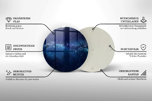 Üveg vágódeszka Tér és csillagok