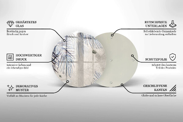 Üveg vágódeszka Finom levelek