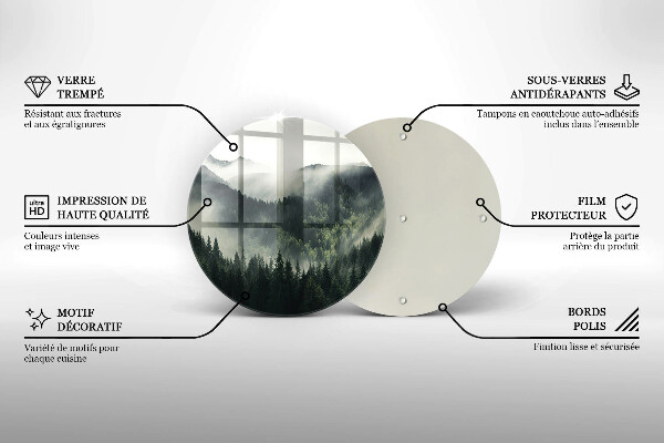 Üveg vágódeszka Erdő és köd táj