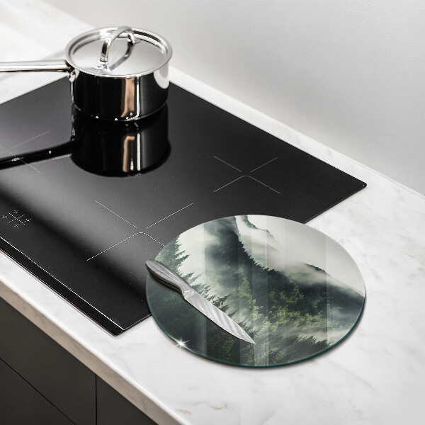 Üveg vágódeszka Erdő és köd táj