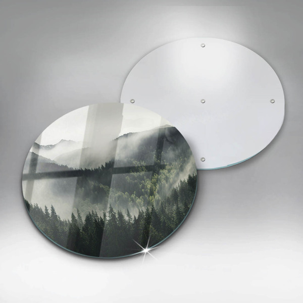Üveg vágódeszka Erdő és köd táj
