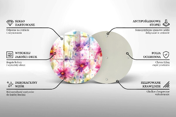 Üveg vágódeszka Festett virágok