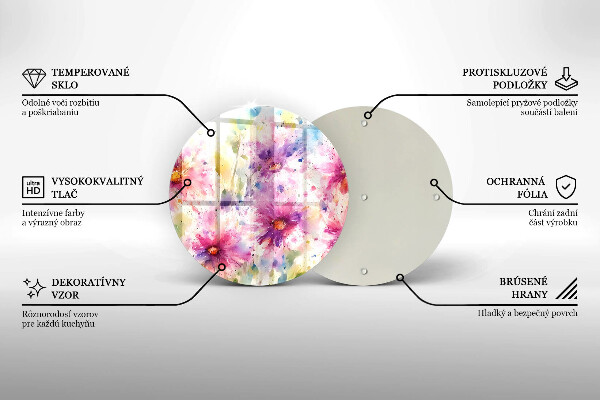 Üveg vágódeszka Festett virágok