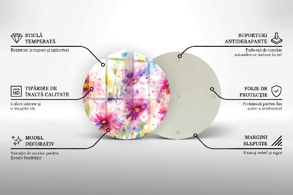 Üveg vágódeszka Festett virágok